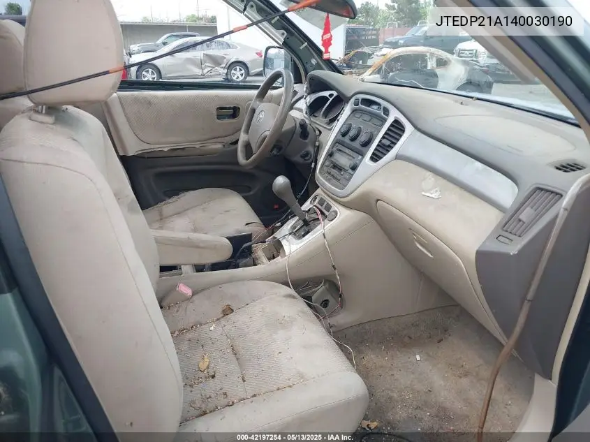 2004 Toyota Highlander V6 VIN: JTEDP21A140030190 Lot: 42197254