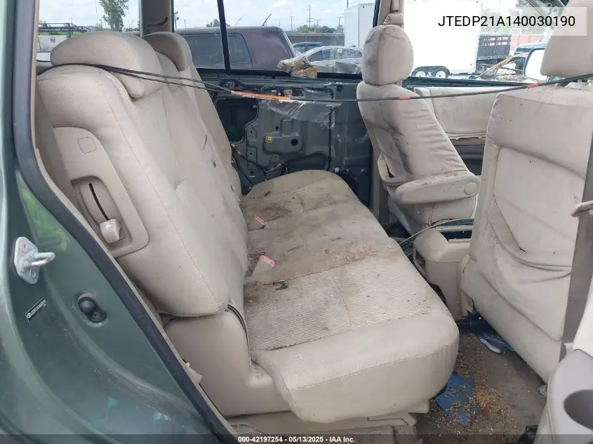 2004 Toyota Highlander V6 VIN: JTEDP21A140030190 Lot: 42197254