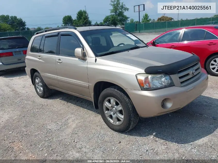 2004 Toyota Highlander V6 VIN: JTEEP21A140025561 Lot: 42601941