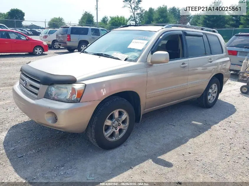 2004 Toyota Highlander V6 VIN: JTEEP21A140025561 Lot: 42601941