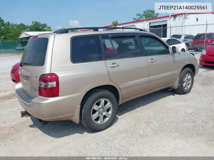 2004 Toyota Highlander V6 VIN: JTEEP21A140025561 Lot: 42601941