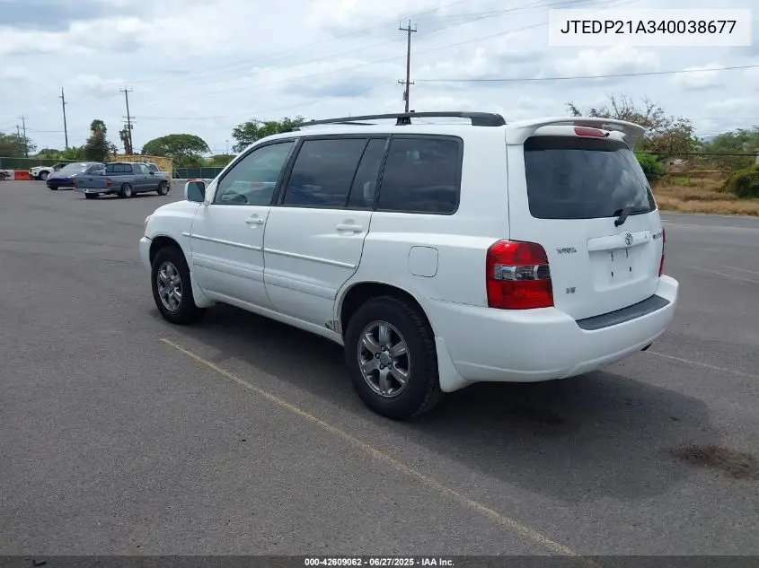 2004 Toyota Highlander Limited V6/V6 VIN: JTEDP21A340038677 Lot: 42609062