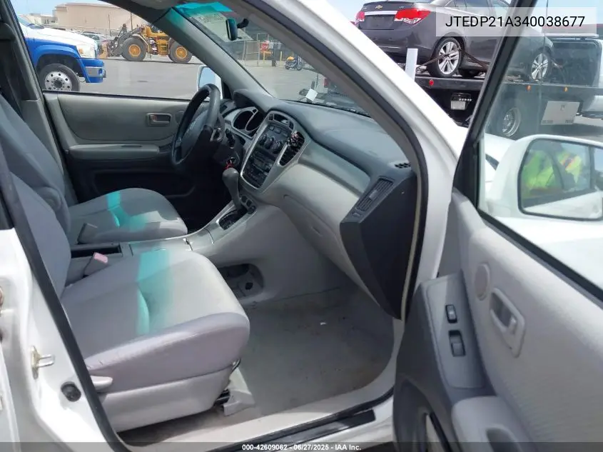 2004 Toyota Highlander Limited V6/V6 VIN: JTEDP21A340038677 Lot: 42609062