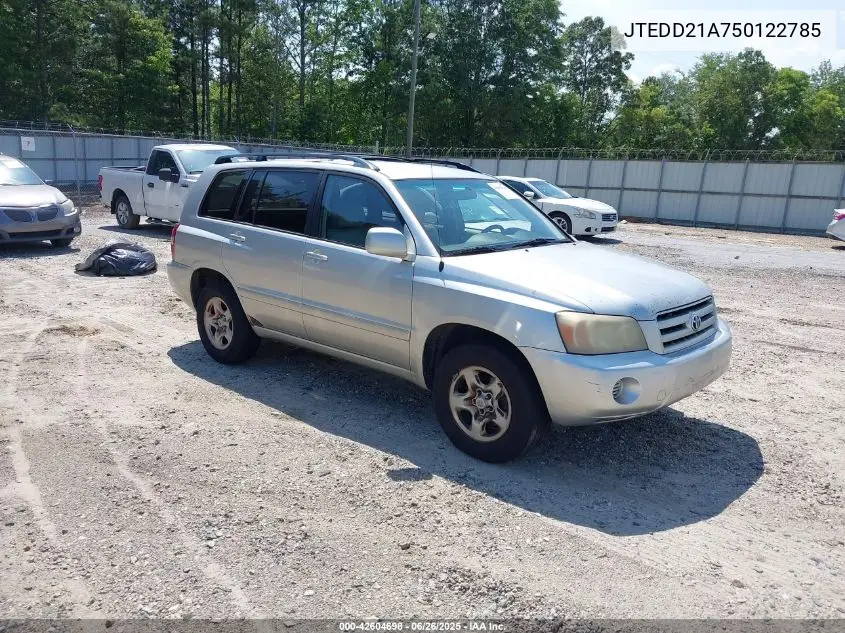 2005 Toyota Highlander VIN: JTEDD21A750122785 Lot: 42604698
