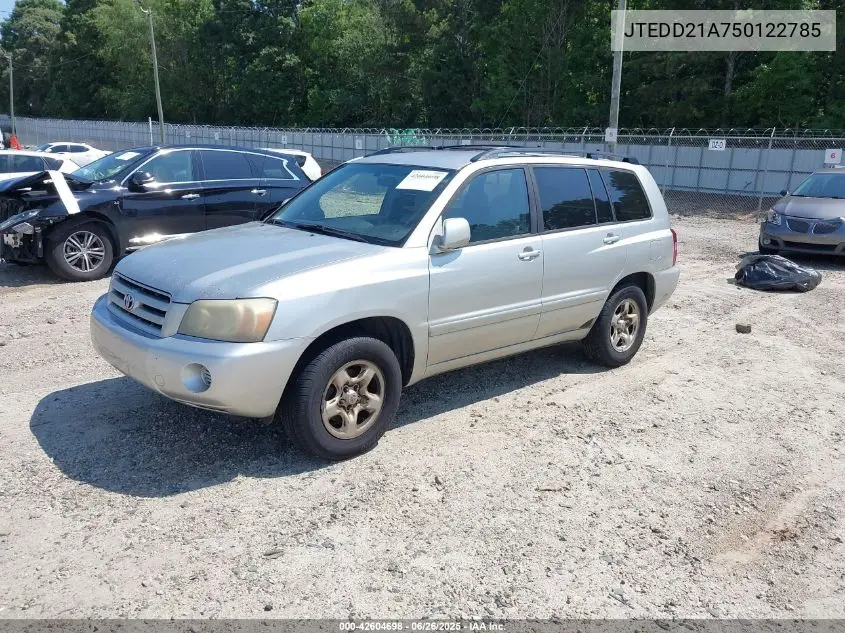 2005 Toyota Highlander VIN: JTEDD21A750122785 Lot: 42604698