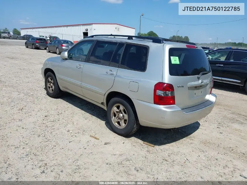 2005 Toyota Highlander VIN: JTEDD21A750122785 Lot: 42604698