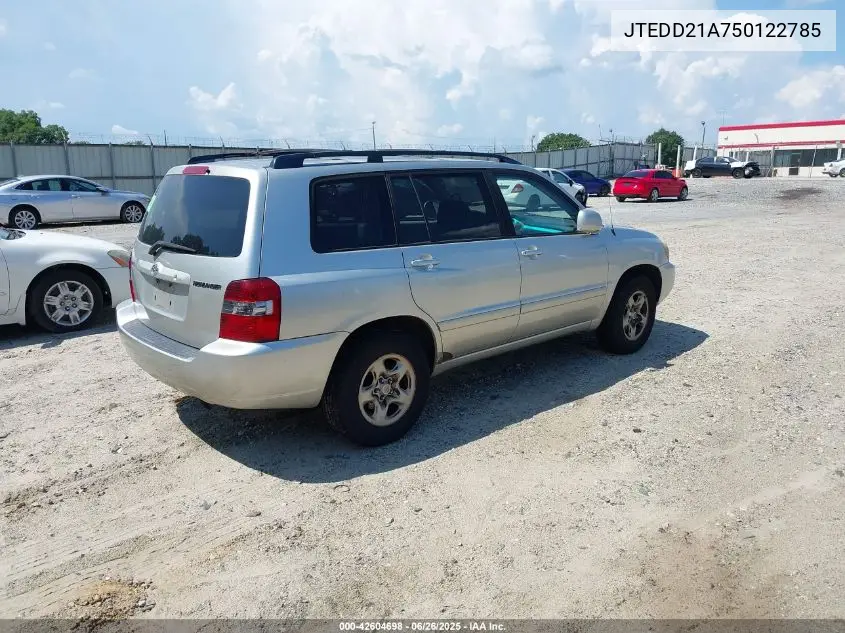 2005 Toyota Highlander VIN: JTEDD21A750122785 Lot: 42604698