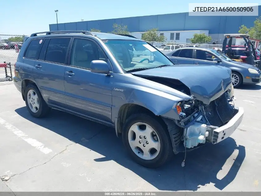 2005 Toyota Highlander Limited V6 VIN: JTEDP21A650050906 Lot: 42609225