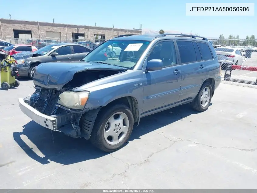 2005 Toyota Highlander Limited V6 VIN: JTEDP21A650050906 Lot: 42609225