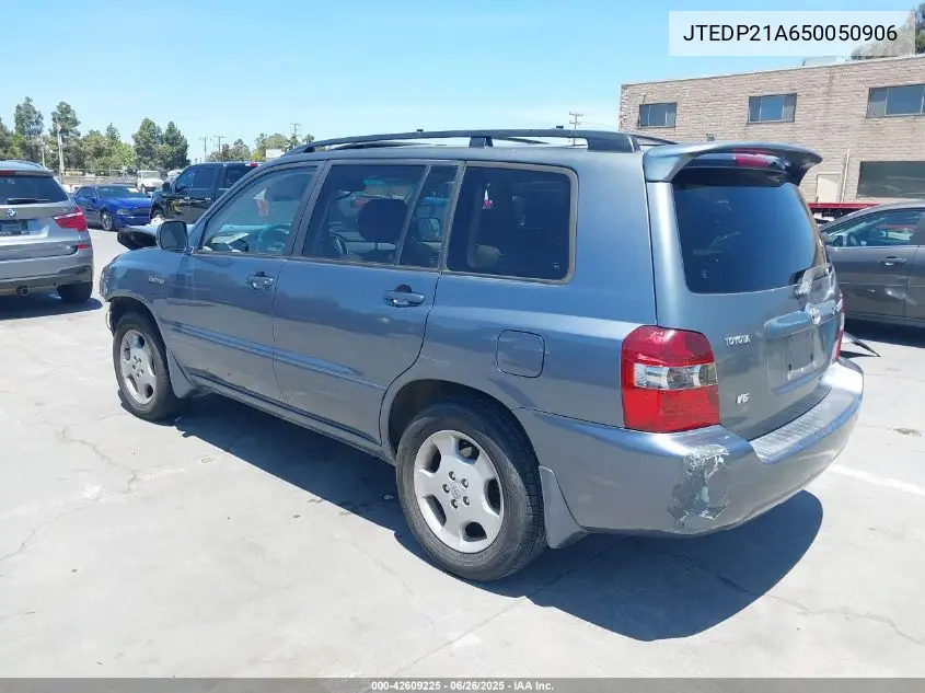 2005 Toyota Highlander Limited V6 VIN: JTEDP21A650050906 Lot: 42609225