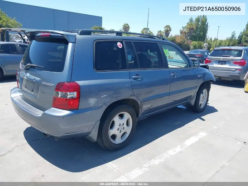 2005 Toyota Highlander Limited V6 VIN: JTEDP21A650050906 Lot: 42609225