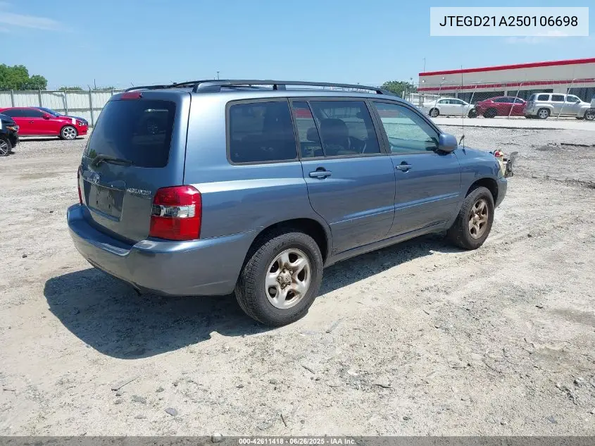 2005 Toyota Highlander VIN: JTEGD21A250106698 Lot: 42611418