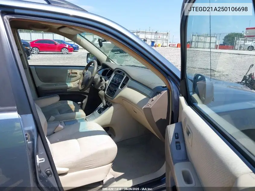 2005 Toyota Highlander VIN: JTEGD21A250106698 Lot: 42611418