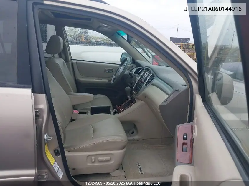 2006 Toyota Highlander Limited VIN: JTEEP21A060144916 Lot: 12324569