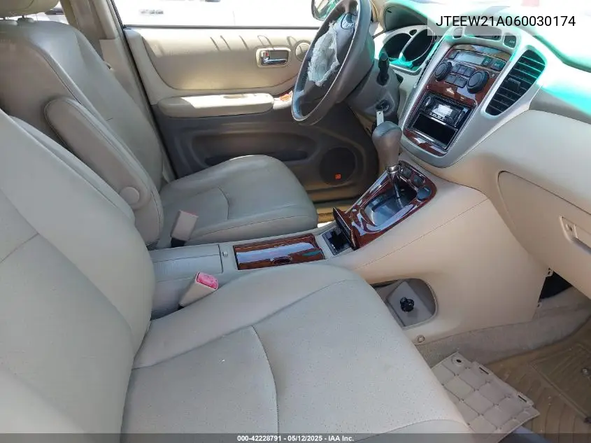 2006 Toyota Highlander Hybrid Limited V6 VIN: JTEEW21A060030174 Lot: 42228791