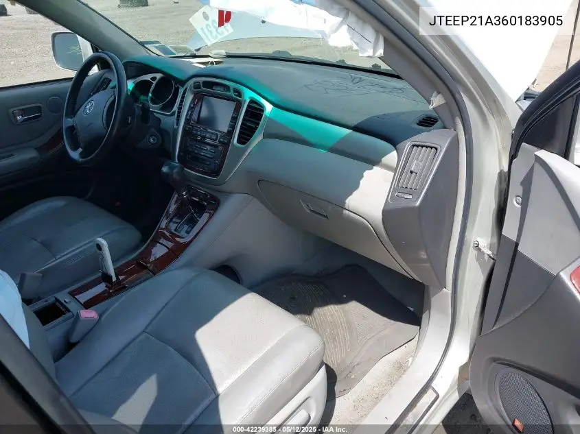 2006 Toyota Highlander Limited V6 VIN: JTEEP21A360183905 Lot: 42239385