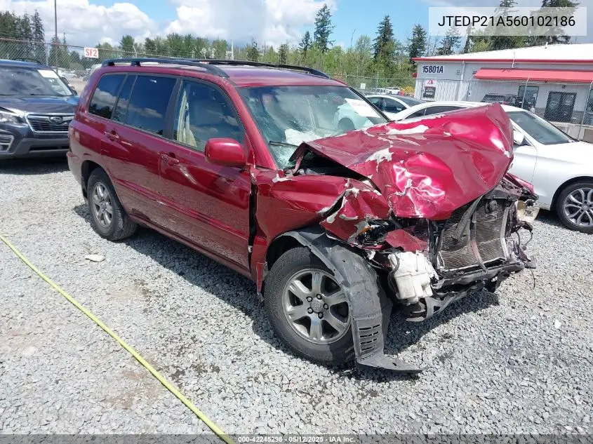 2006 Toyota Highlander V6 VIN: JTEDP21A560102186 Lot: 42245296