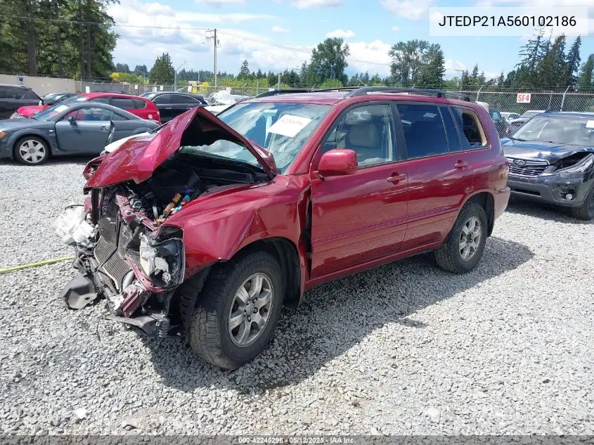 2006 Toyota Highlander V6 VIN: JTEDP21A560102186 Lot: 42245296