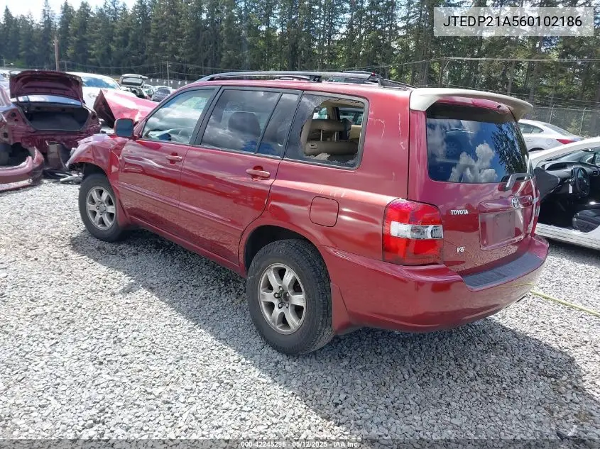 2006 Toyota Highlander V6 VIN: JTEDP21A560102186 Lot: 42245296