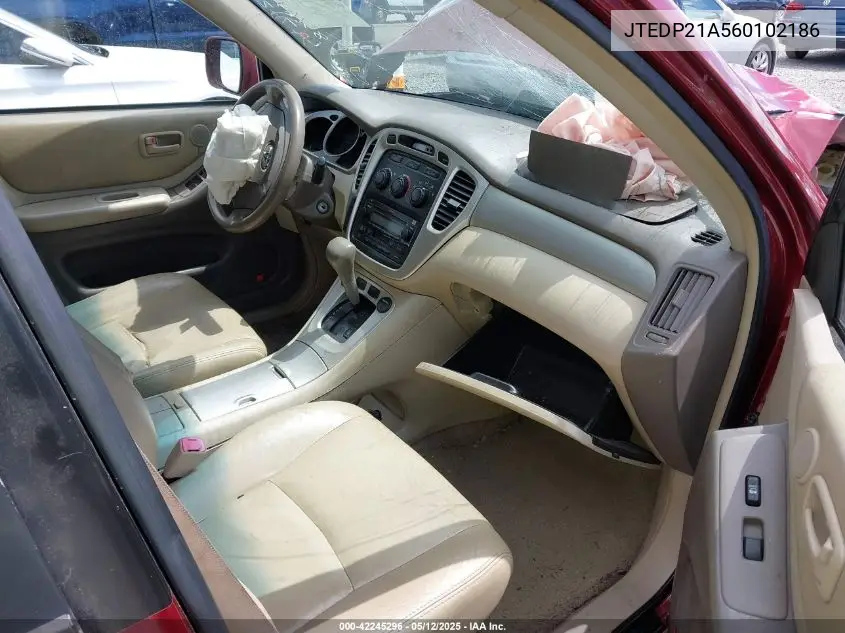 2006 Toyota Highlander V6 VIN: JTEDP21A560102186 Lot: 42245296