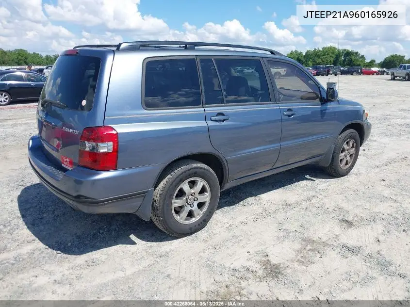 2006 Toyota Highlander V6 VIN: JTEEP21A960165926 Lot: 42268064