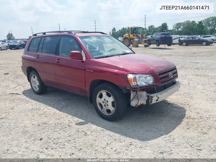 2006 Toyota Highlander Limited VIN: JTEEP21A660141471 Lot: 42577716