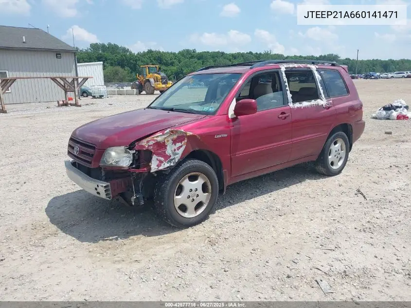 2006 Toyota Highlander Limited VIN: JTEEP21A660141471 Lot: 42577716