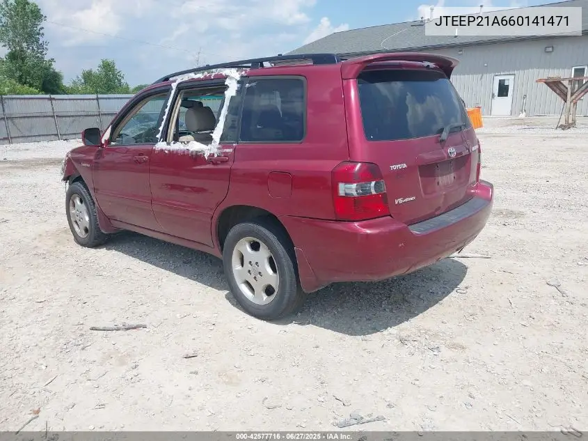 2006 Toyota Highlander Limited VIN: JTEEP21A660141471 Lot: 42577716