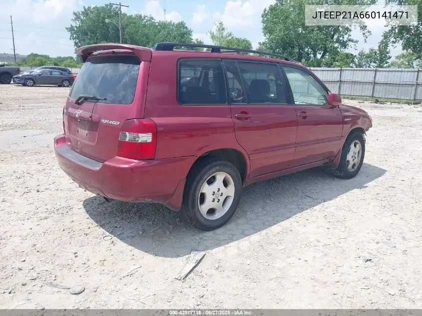 2006 Toyota Highlander Limited VIN: JTEEP21A660141471 Lot: 42577716