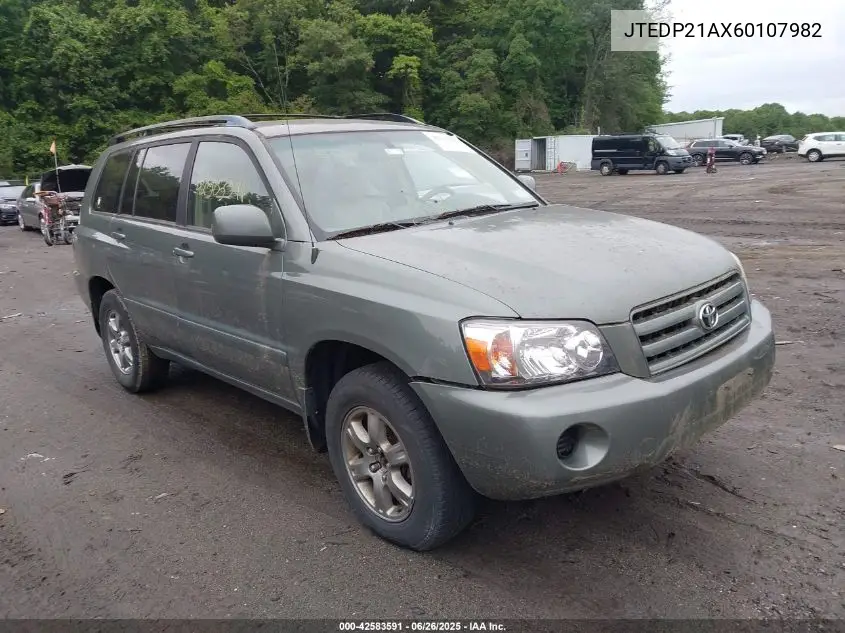 2006 Toyota Highlander V6 VIN: JTEDP21AX60107982 Lot: 42583591