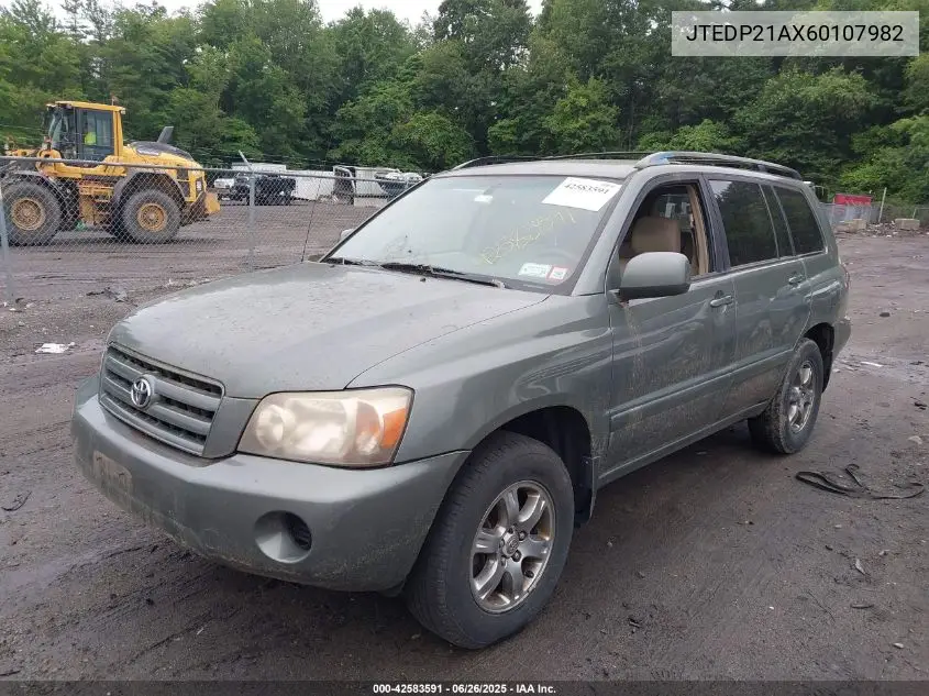 2006 Toyota Highlander V6 VIN: JTEDP21AX60107982 Lot: 42583591