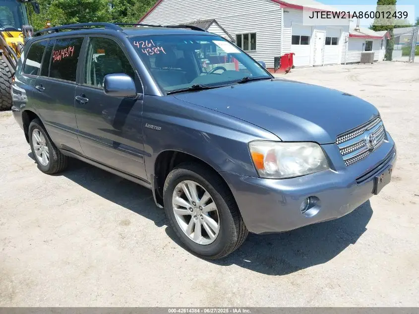2006 Toyota Highlander Hybrid Limited V6 VIN: JTEEW21A860012439 Lot: 42614384