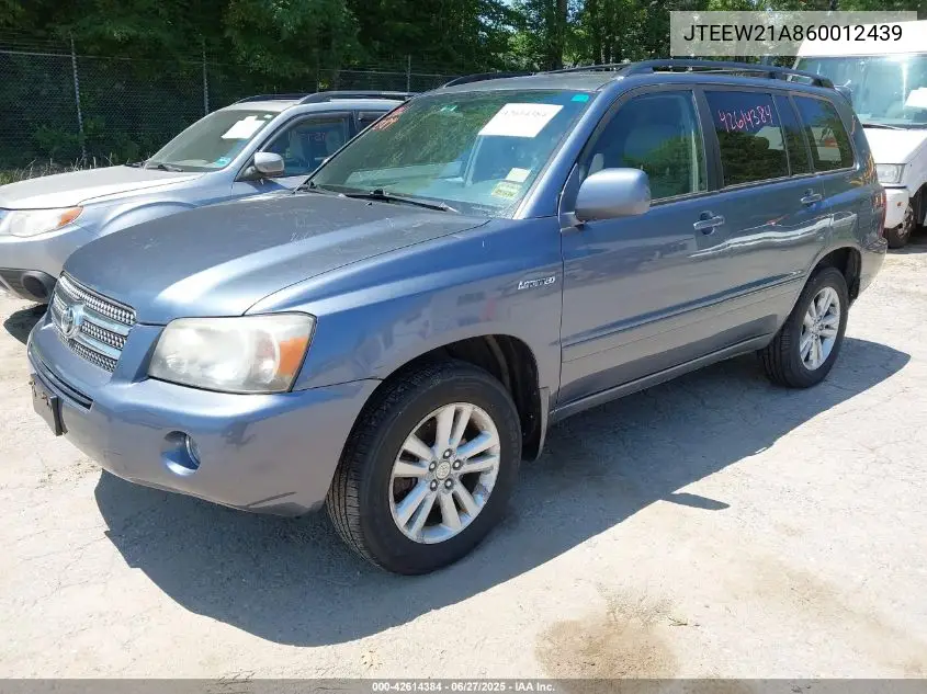2006 Toyota Highlander Hybrid Limited V6 VIN: JTEEW21A860012439 Lot: 42614384