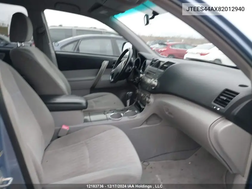 2008 Toyota Highlander V6 Sr5 VIN: JTEES44AX82012940 Lot: 12183736