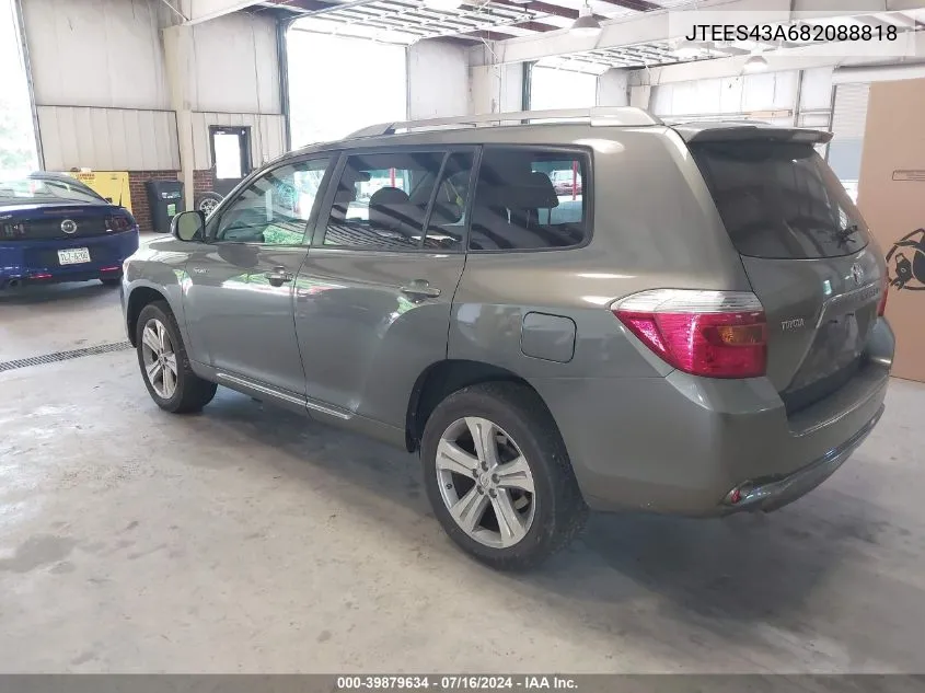 2008 Toyota Highlander Sport VIN: JTEES43A682088818 Lot: 39879634