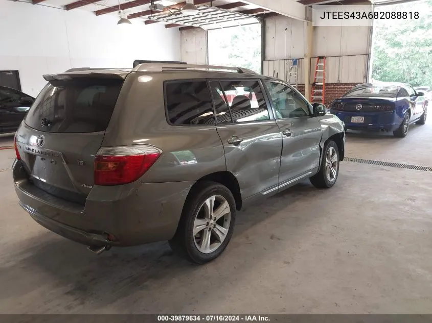 2008 Toyota Highlander Sport VIN: JTEES43A682088818 Lot: 39879634