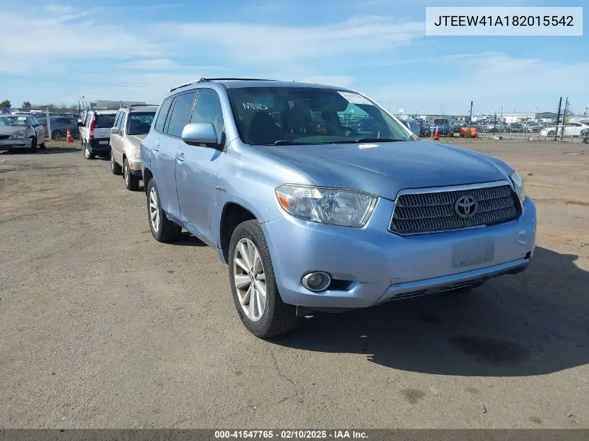 2008 Toyota Highlander Hybrid VIN: JTEEW41A182015542 Lot: 41547765