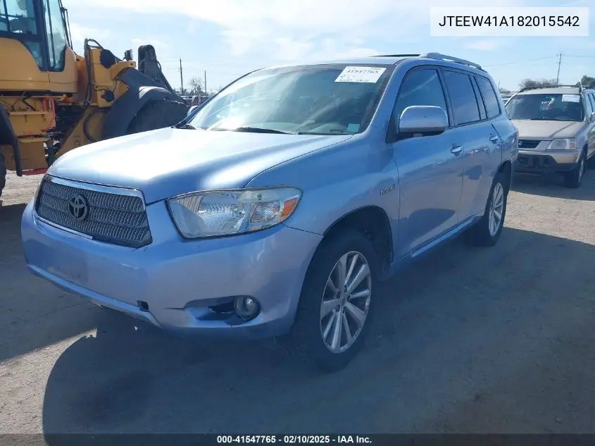 2008 Toyota Highlander Hybrid VIN: JTEEW41A182015542 Lot: 41547765