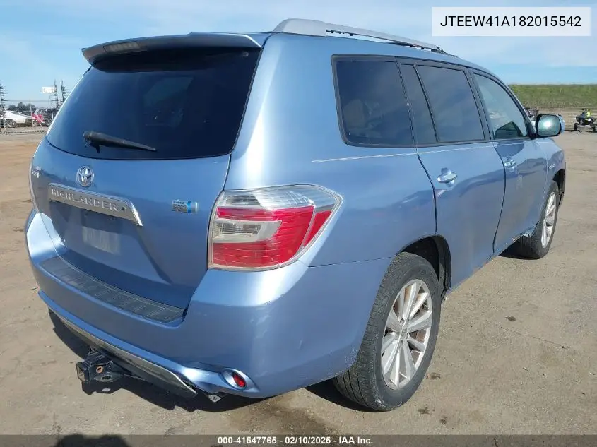 2008 Toyota Highlander Hybrid VIN: JTEEW41A182015542 Lot: 41547765