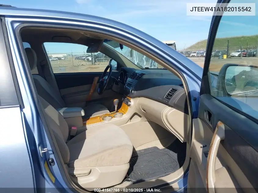 2008 Toyota Highlander Hybrid VIN: JTEEW41A182015542 Lot: 41547765
