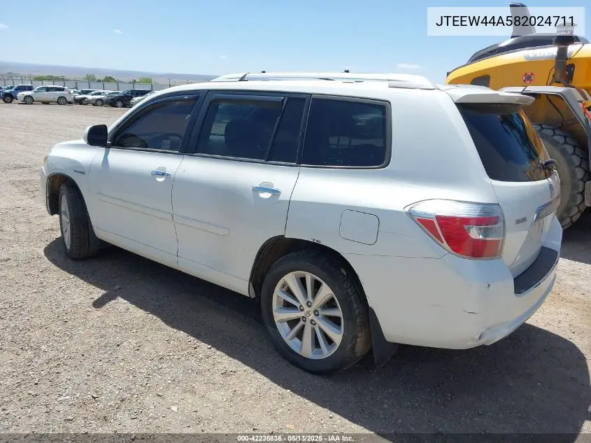 2008 Toyota Highlander Hybrid Limited VIN: JTEEW44A582024711 Lot: 42236836