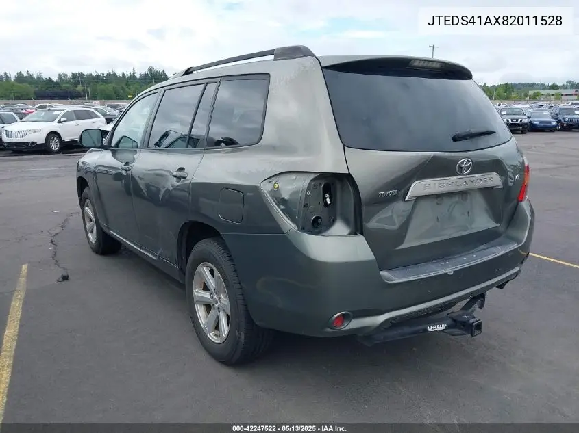 2008 Toyota Highlander VIN: JTEDS41AX82011528 Lot: 42247522