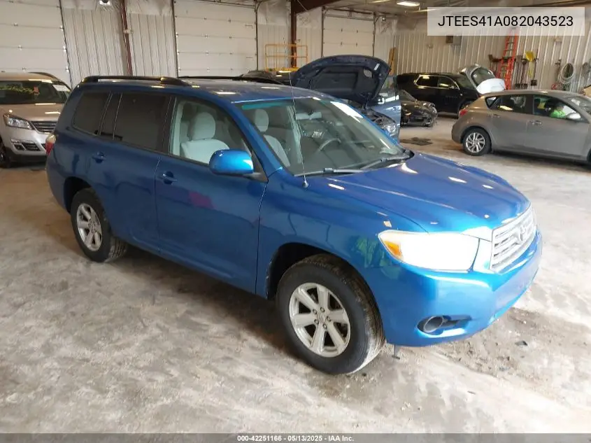 2008 Toyota Highlander VIN: JTEES41A082043523 Lot: 42251166