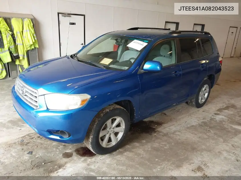 2008 Toyota Highlander VIN: JTEES41A082043523 Lot: 42251166
