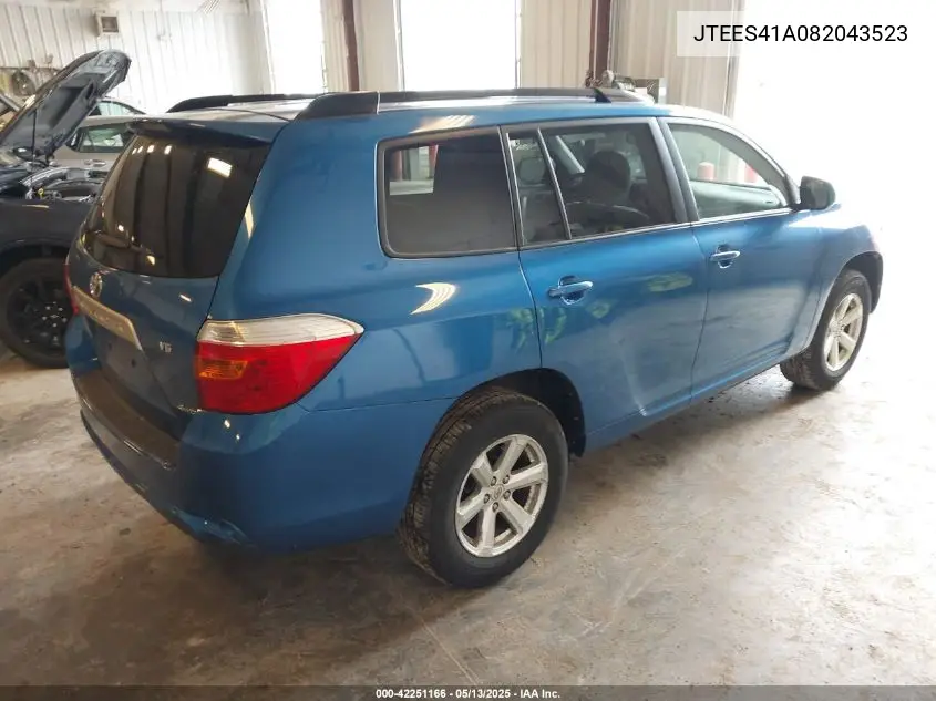 2008 Toyota Highlander VIN: JTEES41A082043523 Lot: 42251166