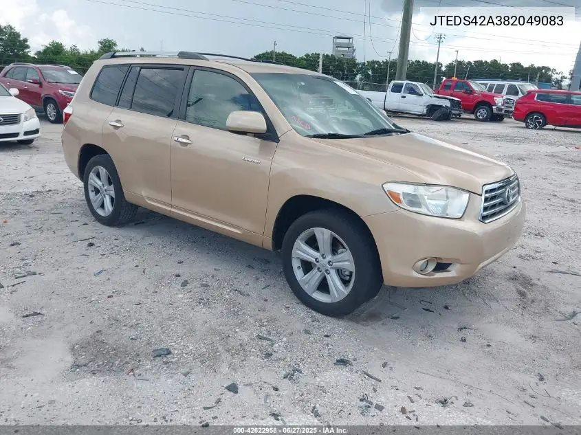 2008 Toyota Highlander Limited VIN: JTEDS42A382049083 Lot: 42622958