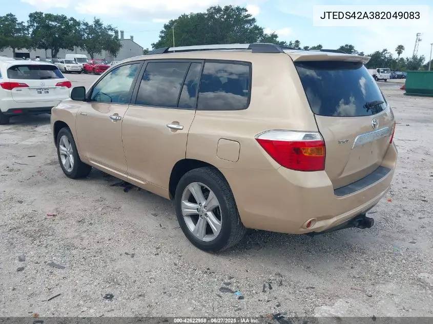 2008 Toyota Highlander Limited VIN: JTEDS42A382049083 Lot: 42622958