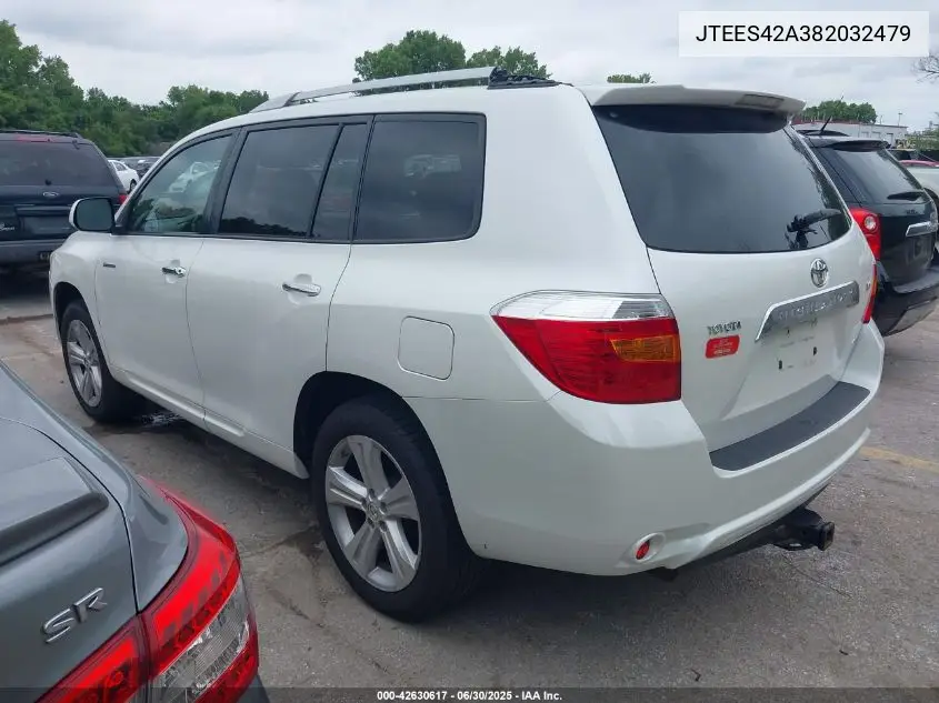 2008 Toyota Highlander Limited VIN: JTEES42A382032479 Lot: 42630617