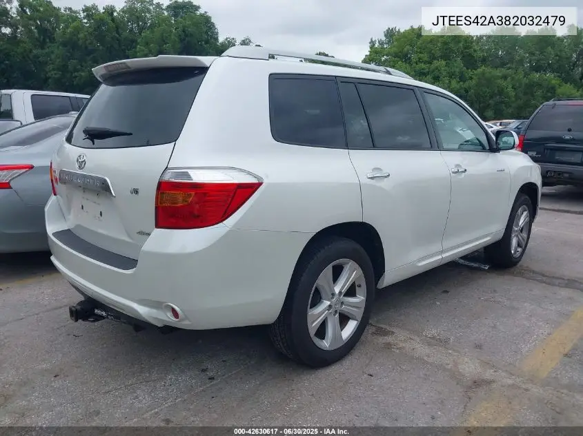 2008 Toyota Highlander Limited VIN: JTEES42A382032479 Lot: 42630617