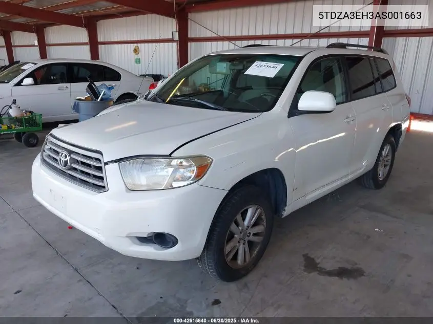 2010 Toyota Highlander VIN: 5TDZA3EH3AS001663 Lot: 42615640